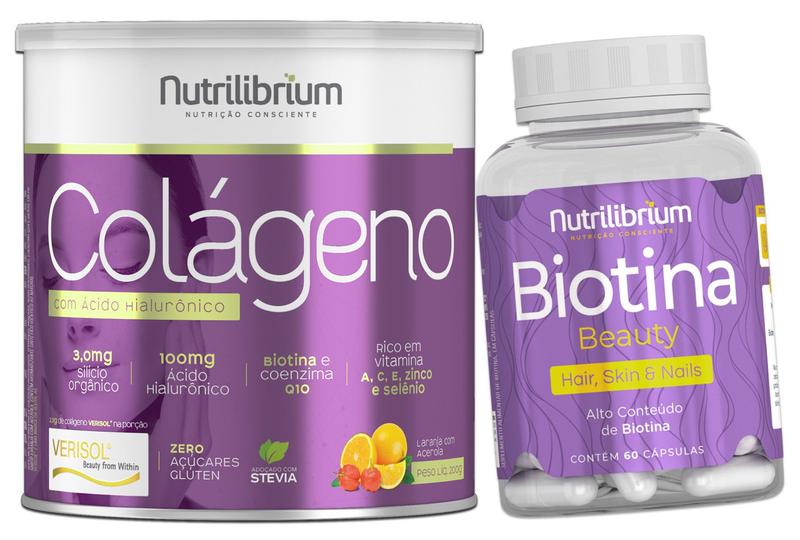 Imagem de Kit Colágeno Verisol Com Ácido Hialurônico Premium + Biotina Nutrilibrium