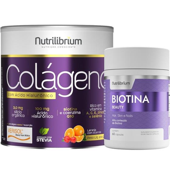 Kit Colágeno Verisol Com Ácido Hialurônico Premium + Biotina Nutrilibrium Imagem de Kit Colágeno Verisol Com Ácido Hialurônico Premium + Biotina Nutrilibrium