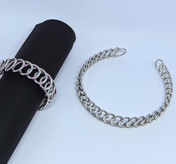 Imagem de Kit Colar Choker + Pulseira Elo aro Geométrica vazado circular Folheado Prata regulável Luxo Fashion Tendência