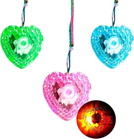 Imagem de Kit Colar Pisca Luminoso 20Un Led Colorido Festa Sortidos