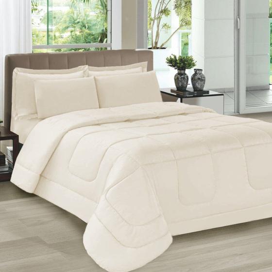 Kit Colcha Casal 5 Peças Toque Suave Bege 2,20x2,40 Casa Dona Menor preço em Kit Colcha Casal 5 Peças Toque Suave Bege 2,20x2,40 Casa Dona