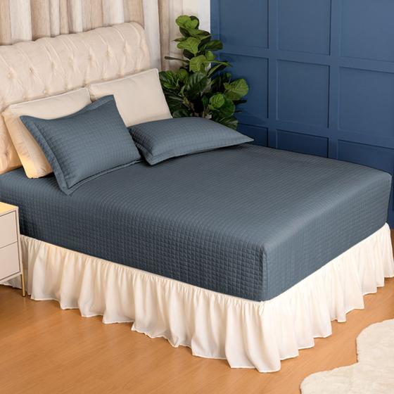Imagem de Kit Colcha Casal em Matelassê Sleep Beliche Bicama Box com Elástico 3 Peças Percal Poliéster - Lavive