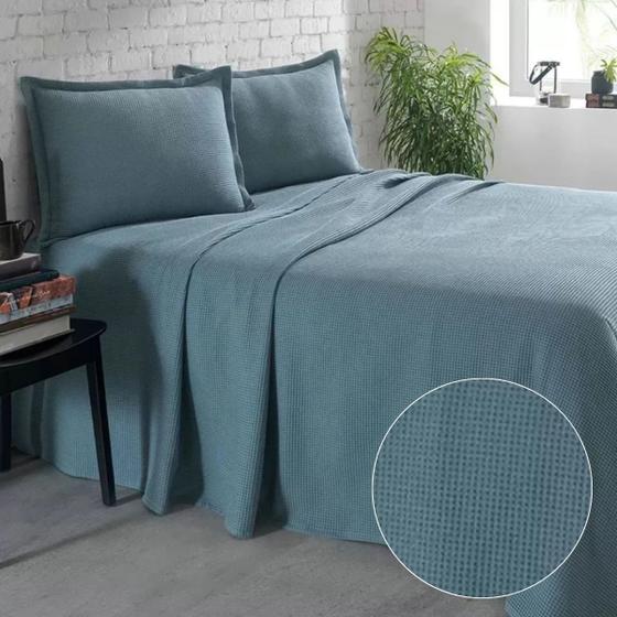 Imagem de Kit Colcha Casal Piquet Dohler Toque Macio 100 Algodão 3Pçs 220x250cm