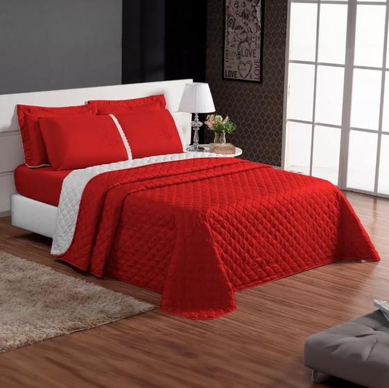 Imagem de Kit Colcha Cobre Leito Casal Super King Size 3 Peças Dupla Face Jogo Roupa de Cama Gigante