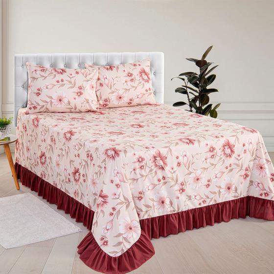 Kit Colcha Cobre Leito King 200 Fios Toque Macio 3 Peças com Porta Travesseiro - Vianelli