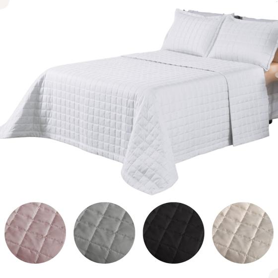 Imagem de Kit Colcha Cobre Leito Matelado Casal 3 Pçs Dupla Face Soft