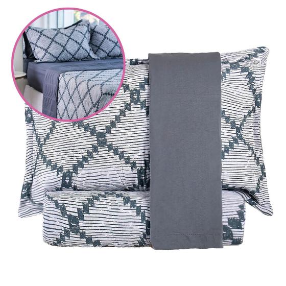 Imagem de Kit Colcha Cobre Leito Matelado Casal 3 Peças Dupla Face