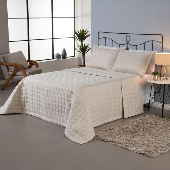 Imagem de Kit Colcha Cobre Leito Matelado Casal King Size 3 Peças Dupla Face Soft