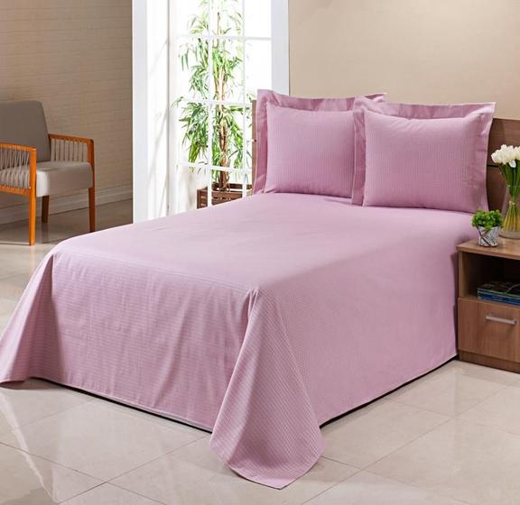 Imagem de Kit Colcha Cobre Leito Piquet Queen 3Pçs Floral E Liso Várias Cores