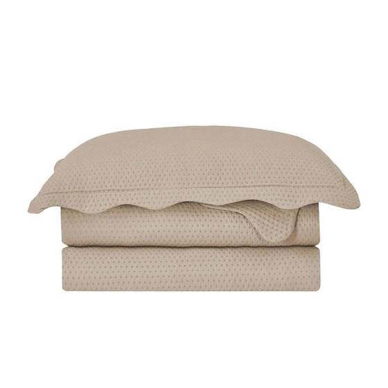 Kit Colcha / Cobre Leito Queen Bullet - Camesa Bege Imagem de Kit Colcha / Cobre Leito Queen Bullet - Camesa Bege
