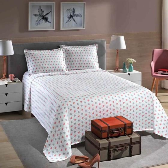 Kit Colcha / Cobre leito Queen Estampado Piquet - Dohler Menor preço em Kit Colcha / Cobre leito Queen Estampado Piquet - Dohler