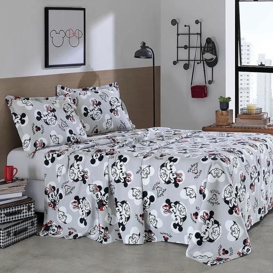 Imagem de Kit Colcha / Cobre leito Tamanho Casal Mickey e Minnie - Dohler