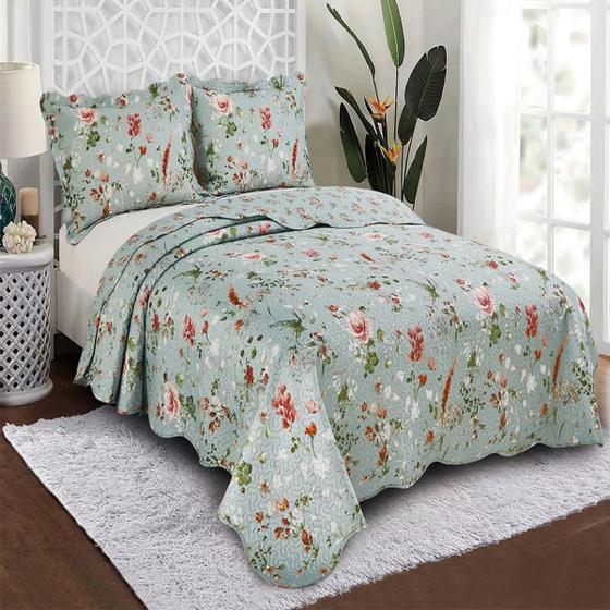 Imagem de Kit Colcha De Cama Com Porta Travesseiro Fronha Evolution Patchwork Casal 220x240 Alana - Camesa