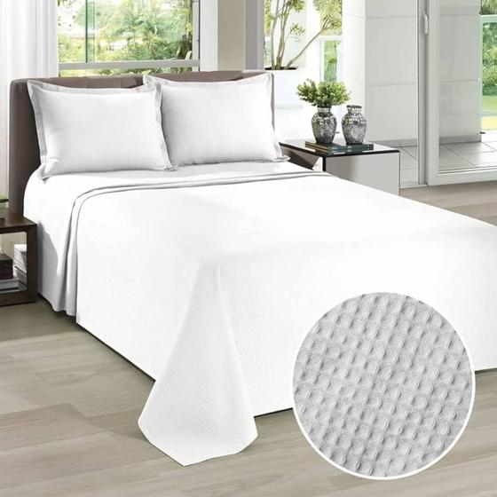 Imagem de Kit colcha Dohler Solteiro Piquet Favo 2 peças Branco