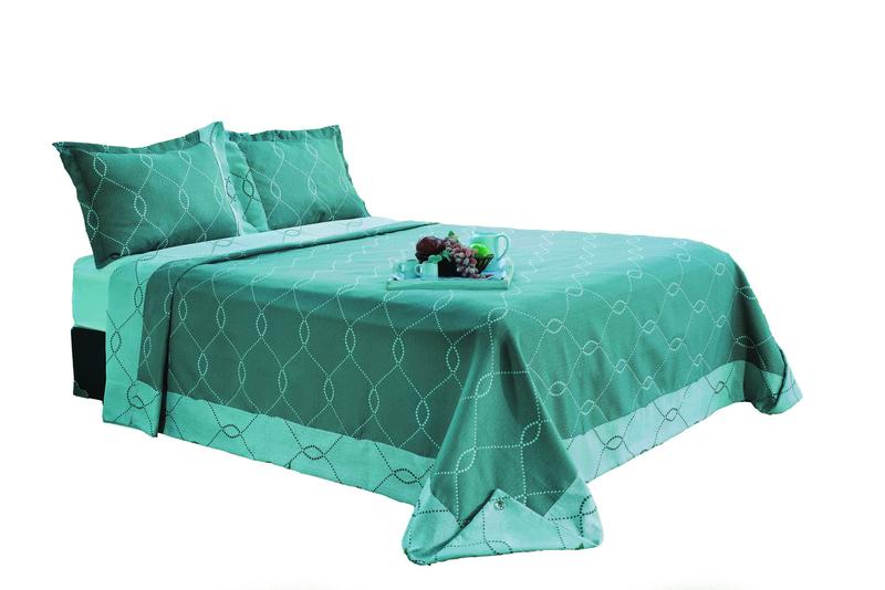 Imagem de Kit Colcha Jacquard King Enxoval 3 Peças Prática Barato - Waves Azul