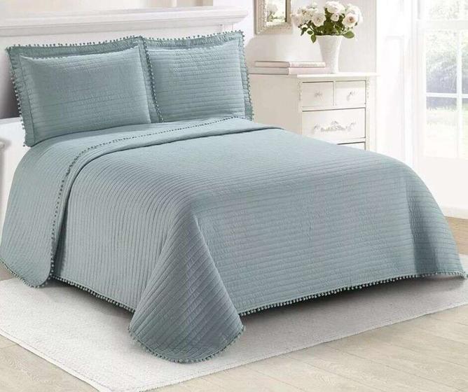 Imagem de Kit Colcha Queen Matelassê Pompomc/ 3 peça