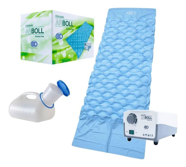 Kit Colchão 110v Pneumático + Compressor Para Acamados Anti Escara E Marreco Coletor De Urina Maculino Para Lavável 1 L - BIC Imagem de Kit Colchão 110v Pneumático + Compressor Para Acamados Anti Escara E Marreco Coletor De Urina Maculino Para Lavável 1 L
