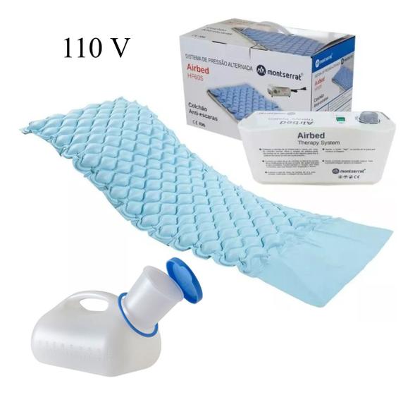 Imagem de Kit Colchão Anti Escaras Casca De Ovo 110v + Urinol Coletor De Urina Masculino 1 Litro