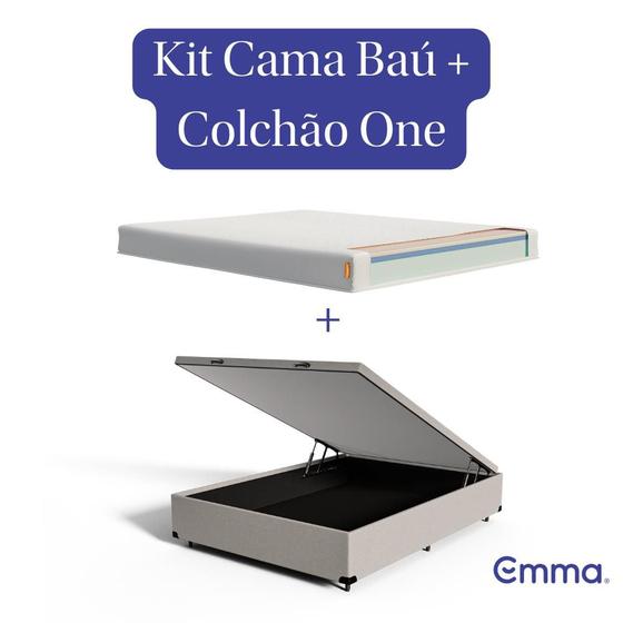 Kit Colchão Emma One + Cama Baú Emma Queen Base para Cama Box Queen