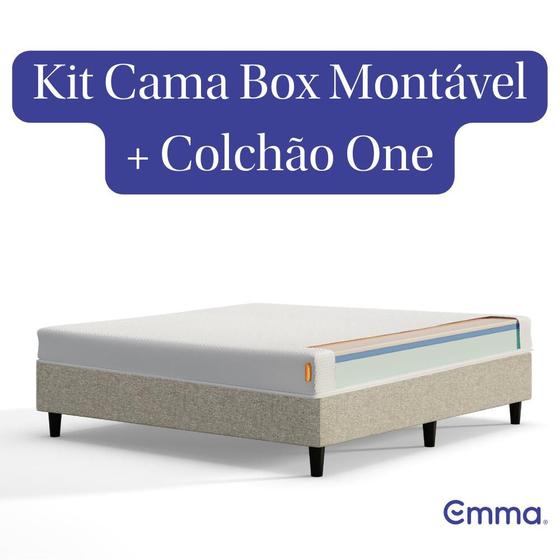 Kit Colchão Emma One + Cama Box Emma Basics Casal Menor preço em Kit Colchão Emma One + Cama Box Emma Basics Casal