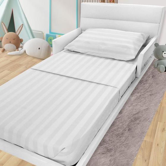 Imagem de Kit Colchão Mini Cama Montessoriana Infantil + Jogo Cama Lençol 3 Peças Percal 300 Fios 100% Algodão 148x68x12cm - BF Colchões