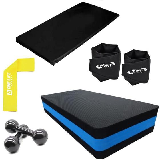 Imagem de Kit Colchonete + Caneleira 2 Kg + Step + Peso 3Kg +Band Leve