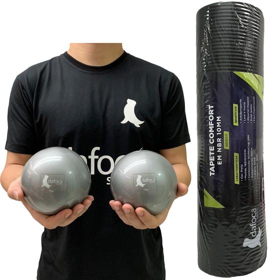 Imagem de Kit Colchonete de Exercícios NBR Conforto DS1020 Com Par de Toning Balls 1kg DS1061 Dafoca Sports