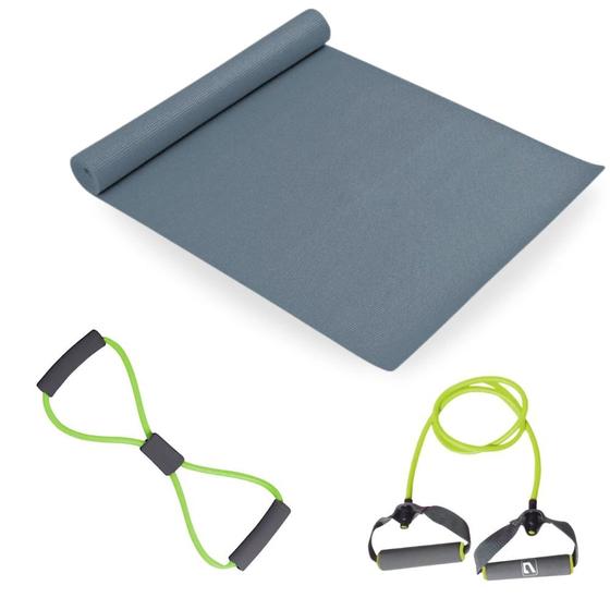Imagem de Kit Colchonete Eva + Extensor 1 Via + Extensor em Oito Tensao Media Exercicios Fisicos Liveup Sports