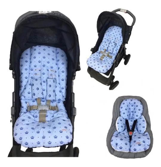 Imagem de Kit Colchonete Para Carrinho E Bebê Conforto Príncipe Azul