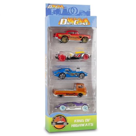Kit Coleção Carrinho De Ferro Estilo Hot Wheels 05 Peças