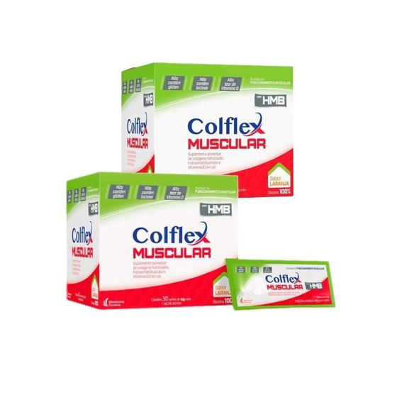 Imagem de Kit Colflex Muscular Sabor Laranja Com 2 Caixas Com 30 Sachês Cada