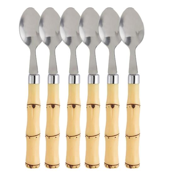 Imagem de Kit Colher De Café Inox Cabo Cor Bambu Linha Asper C/ 6 Un.