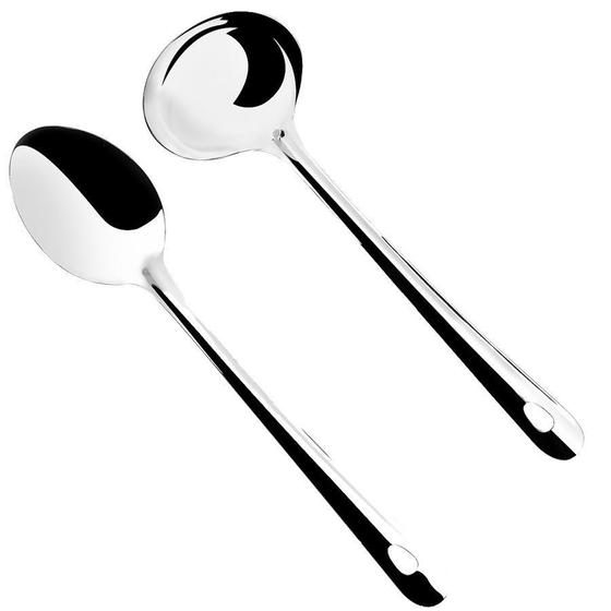 Kit Colher Para Arroz e Concha Feijão Inox 33 CM Menor preço em Kit Colher Para Arroz e Concha Feijão Inox 33 CM