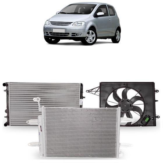 Imagem de Kit Colisão Fox 1.0Gasolina Manual 2004 A 2005 Radiador Condensador e Eletroventilador