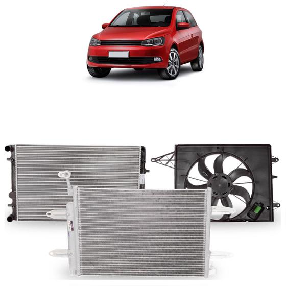 Imagem de Kit Colisão Gol 1.0 Flex Manual 2009 A 2018 Radiador Condensador e Eletroventilador