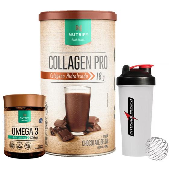 Imagem de Kit Collagen Pro - 450G Colágeno Body Balance + Ômega 3 - 120 Cáps - Nutrify + Coqueteleira -  IM