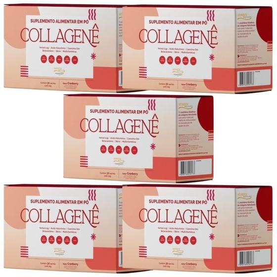 Imagem de Kit Collagenê Sabor Cranberry Com 5 Unidades De 30 Sachês Com 10g Cada