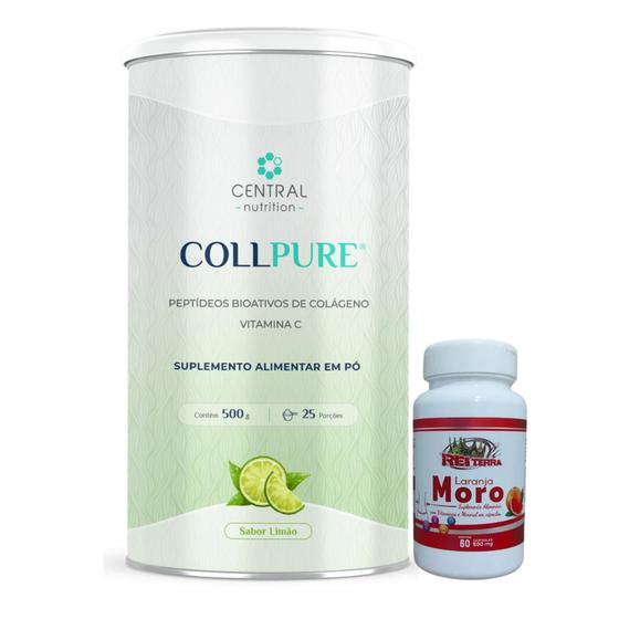 Imagem de Kit Collpure Proteína do Colágeno - 450/500g - Central Nutrition + Laranja Moro 60 caps - Rei Terra