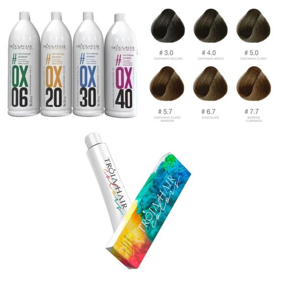 Imagem de Kit Coloraçâo Cabelos Castanhos 60g + Ox 900ml