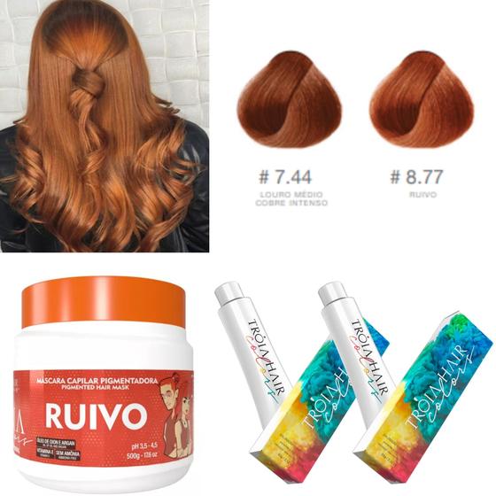 Kit Coloração Cabelos Ruivo + Matizador Ruivo 500g - Tróia Hair ...