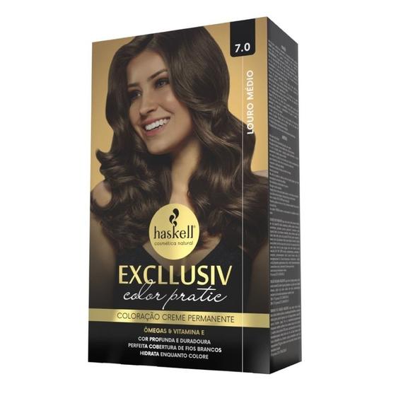Imagem de Kit Coloração Excllusiv Color Pratic 7.0 Louro Médio - Haskell