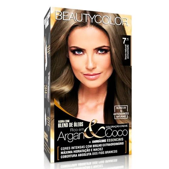 Imagem de Kit Coloração Louro Natural Acinzentado 7.1 - Beauty Color