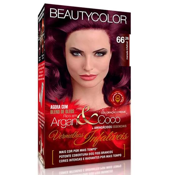 Imagem de Kit Coloração Permanente Capilar Beauty Color Marsala Infalível 66.26 Blend de Óleos Aminoácidos