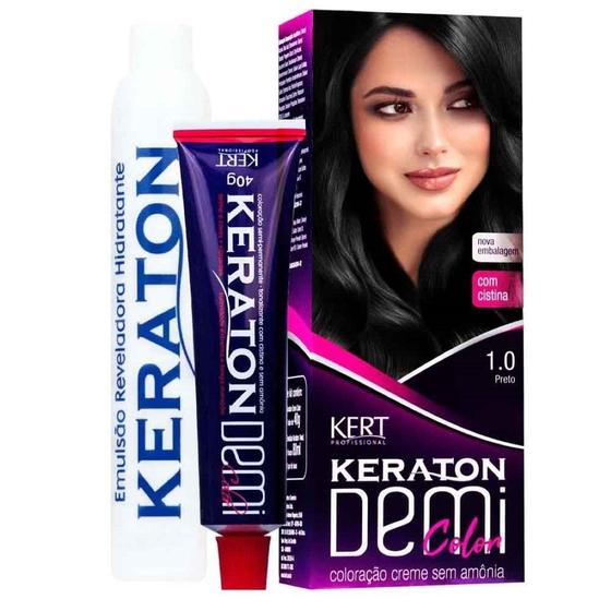 Imagem de Kit Coloração Semipermanente Demi Color 1.0 Preto - Kert
