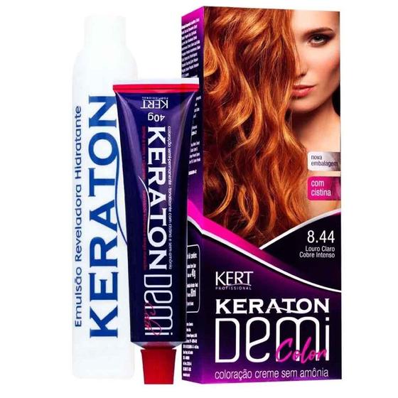 Imagem de Kit Coloração Semipermanente Demi Color 8.44 Louro Claro Cobre Intenso - Kert