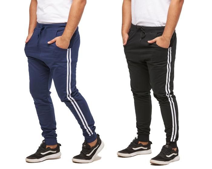 Imagem de Kit com 02 calças de moletom masculina saruel skinny sport luxo