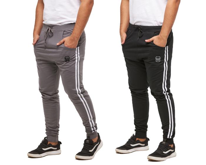 Imagem de Kit com 02 calças de moletom masculina wooks saruel skinny sport luxo