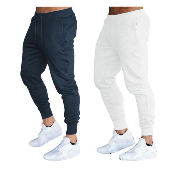 Imagem de Kit com 02 calças moletom masculina plus size jogger slim fit básica lisa