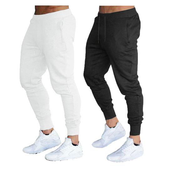 Kit com 02 calças moletom masculina plus size jogger slim fit