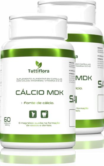 Imagem de Kit Com 02 - Cálcio Mdk (Cálcio, Magnésio, Vitamina D e K2) 60 Capsulas TuttiFlora